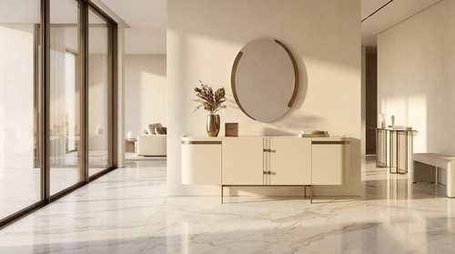 Credenza con specchio beige